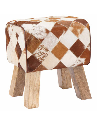panchina 40 x 30 x 45 cm Pelle Vera Marrone Patchwork
