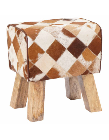 panchina 40 x 30 x 45 cm Pelle Vera Marrone Patchwork
