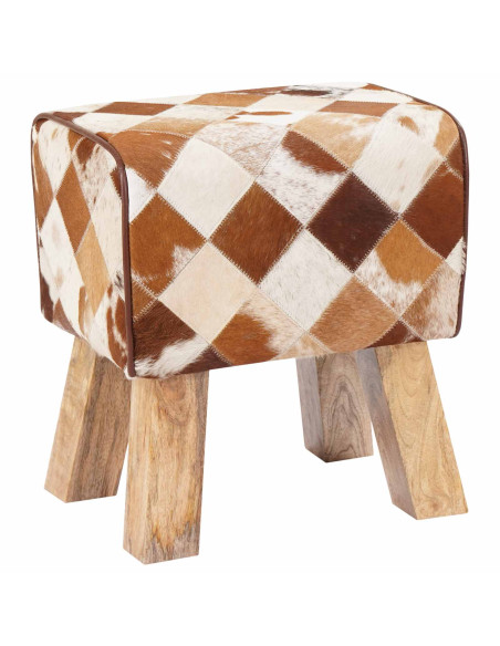 panchina 40 x 30 x 45 cm Pelle Vera Marrone Patchwork
