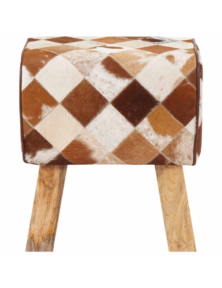 panchina 40 x 30 x 45 cm Pelle Vera Marrone Patchwork