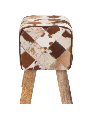 panchina 40 x 30 x 45 cm Pelle Vera Marrone Patchwork