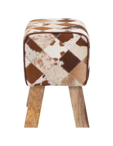 panchina 40 x 30 x 45 cm Pelle Vera Marrone Patchwork