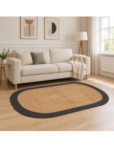 Tappeto da Area Grigio Scuro 122 x 183 cm Juta