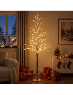 Albero di Natale LED innevato Marrone 25 x 25 x 240 cm Plastica