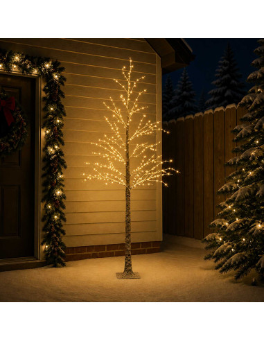 Albero di Natale LED innevato Marrone 25 x 25 x 240 cm Plastica