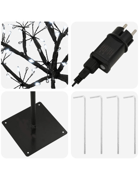 Albero di Natale a LED a forma di S Nero 20 x 20 x 175 cm