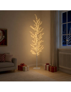 Albero di Natale a betulla Bianco 20 x 20 x 180 cm Acciaio