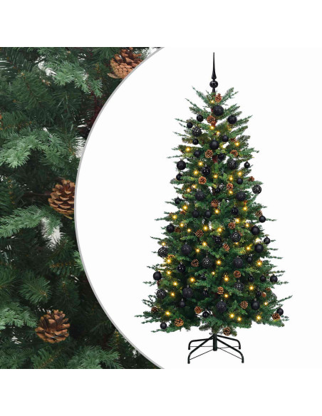 Albero di Natale artificiale con palline 180 cm 300 LED