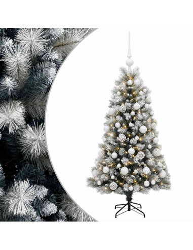 Albero di Natale artificiale con rami snodati e palline 120 cm