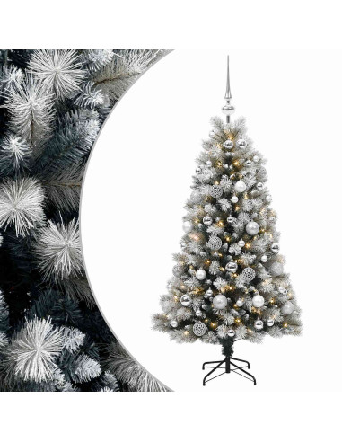 Albero di Natale artificiale con rami snodati e palline 120 cm