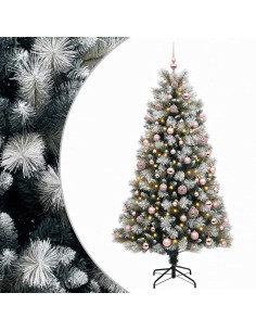Albero di Natale artificiale con rami snodati e palline 210 cm