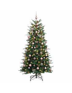 Albero di Natale Artificiale con Rami Pieghevoli 180 cm 300 LED 2