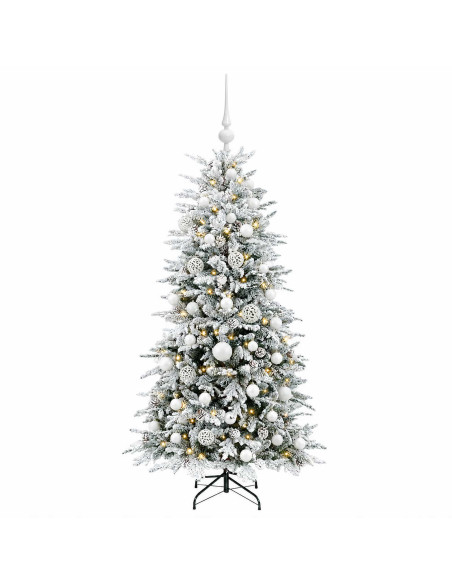 Albero di Natale artificiale con palline 120 cm 150 LED