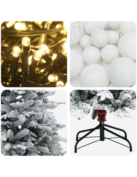 Albero di Natale artificiale con palline 120 cm 150 LED