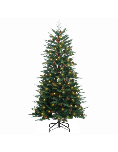 Albero di Natale Artificiale con Rami Pieghevoli 120 cm 150 LED