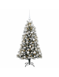 Albero di Natale artificiale con rami snodati e palline 120 cm 2