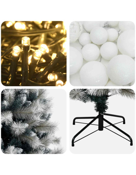 Albero di Natale artificiale con rami snodati e palline 120 cm