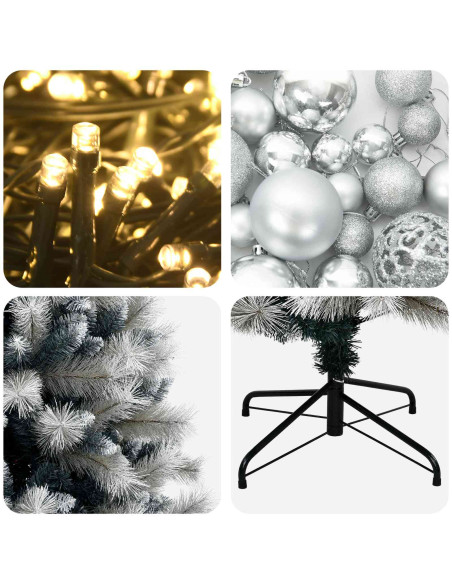 Albero di Natale artificiale con rami snodati e palline 120 cm