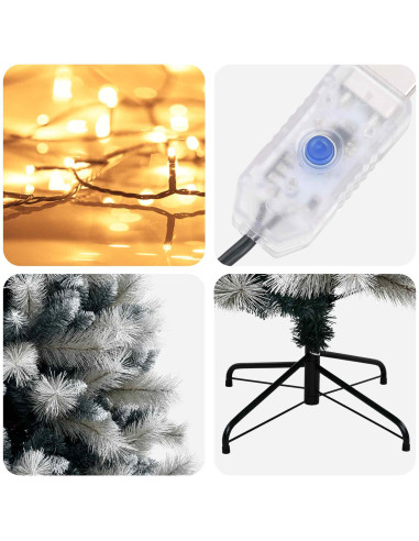 Albero di Natale Artificiale con Rami Pieghevoli 120 cm 150 LED