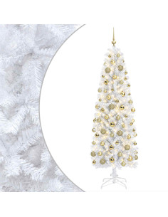 Albero di Natale Artificiale Slim con Palline 240 cm 300 LED 2