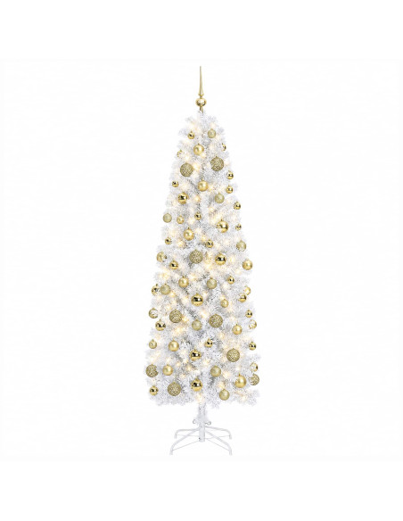 Albero di Natale Artificiale Slim con Palline 240 cm 300 LED