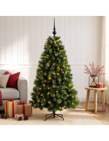 Albero di Natale artificiale con palline 120 cm 150 LED