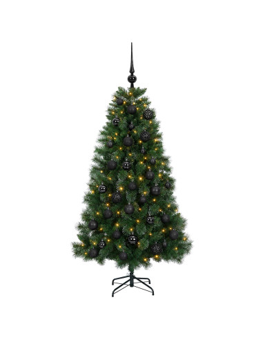 Albero di Natale artificiale con palline 120 cm 150 LED