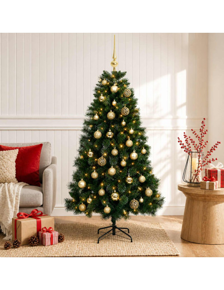Albero di Natale artificiale con palline 120 cm 150 LED