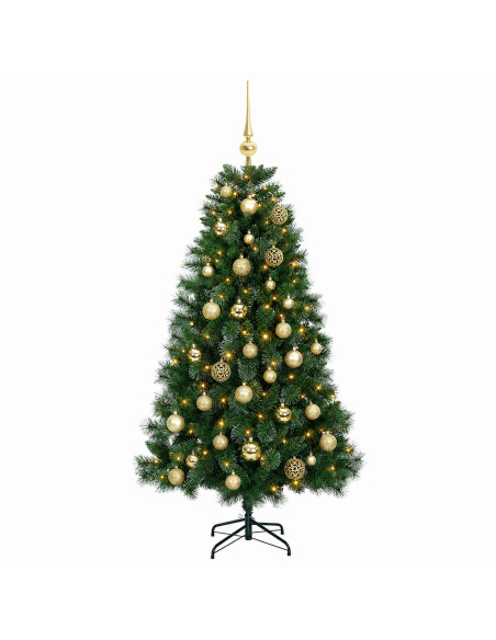 Albero di Natale artificiale con palline 120 cm 150 LED