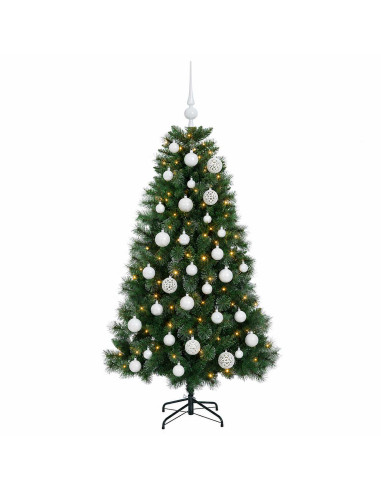Albero di Natale artificiale con palline 120 cm 150 LED