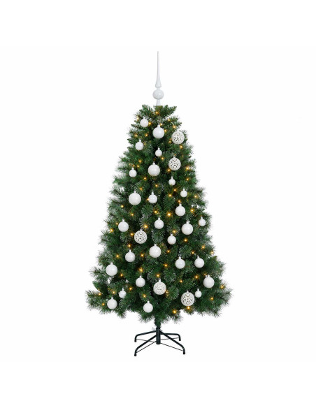 Albero di Natale artificiale con palline 120 cm 150 LED
