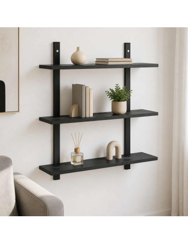 Scaffale da parete Rovere Nero 60.5 x 13.5 x 58.5 cm