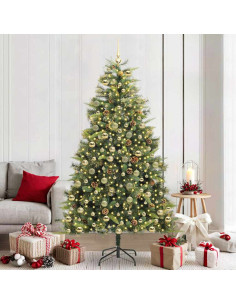 Albero di Natale artificiale pieghevole con coni Verde 210 cm