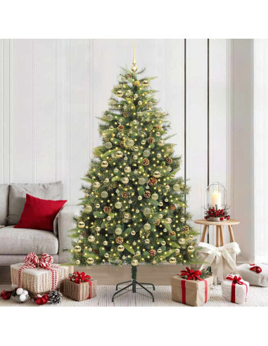 Albero di Natale artificiale pieghevole con coni Verde 210 cm