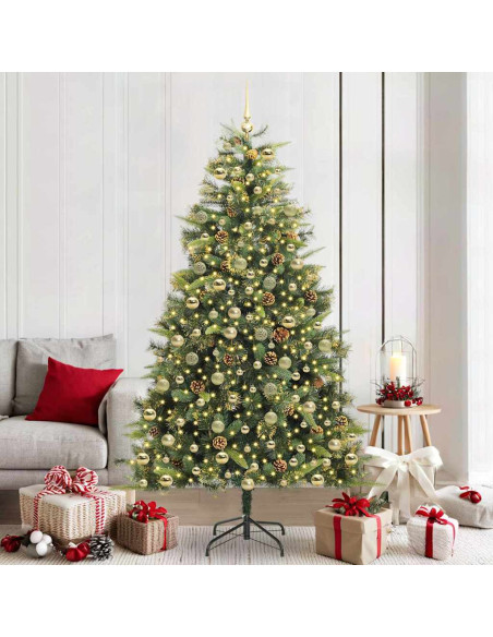 Albero di Natale artificiale pieghevole con coni Verde 210 cm