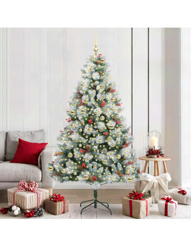 Albero di Natale artificiale Verde e bianco 210 cm