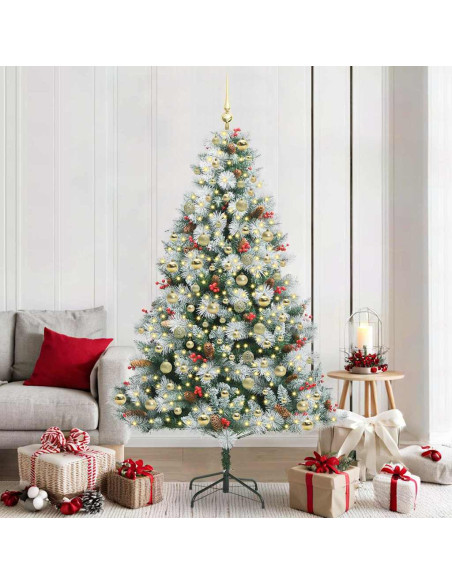 Albero di Natale artificiale Verde e bianco 210 cm