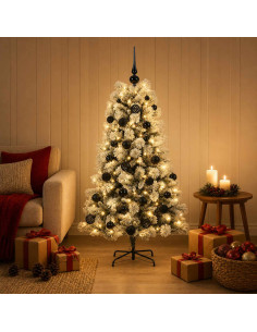 Albero di Natale artificiale con rami snodati e palline 150 cm