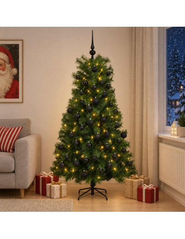 Albero di Natale artificiale con rami snodati e palline 180 cm