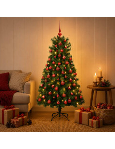 Albero di Natale artificiale con rami snodati e palline 150 cm