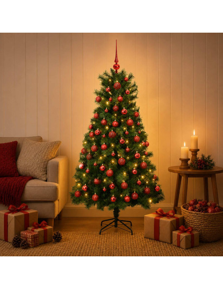 Albero di Natale artificiale con rami snodati e palline 150 cm