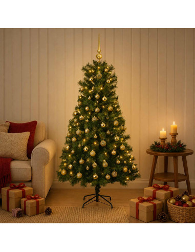 Albero di Natale artificiale con rami snodati e palline 150 cm
