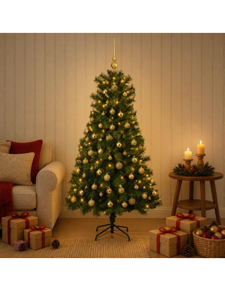 Albero di Natale artificiale con rami snodati e palline 150 cm