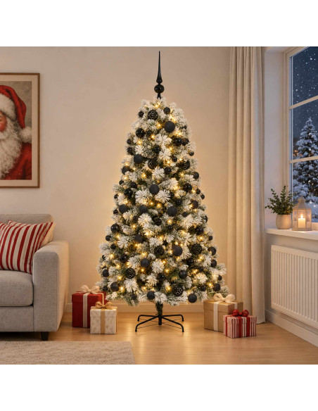 Albero di Natale artificiale con rami snodati e palline 180 cm