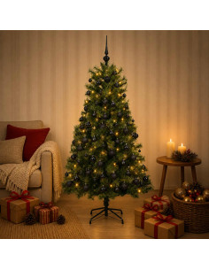 Albero di Natale artificiale con rami snodati e palline 150 cm