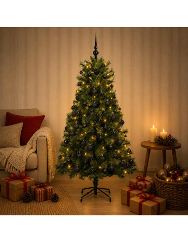 Albero di Natale artificiale con rami snodati e palline 150 cm