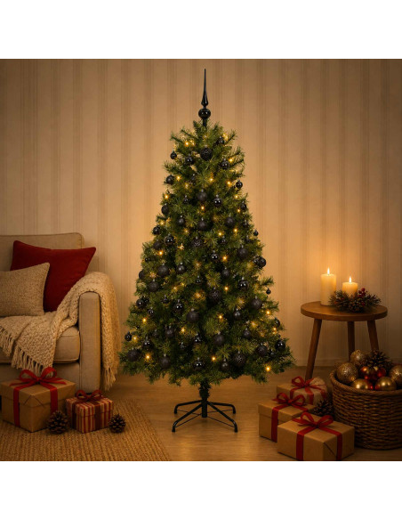 Albero di Natale artificiale con rami snodati e palline 150 cm