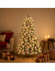 Albero di Natale artificiale con rami snodati e palline 150 cm