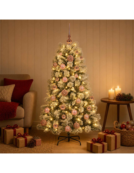 Albero di Natale artificiale con rami snodati e palline 150 cm