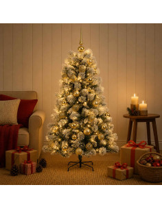 Albero di Natale artificiale con rami snodati e palline 150 cm